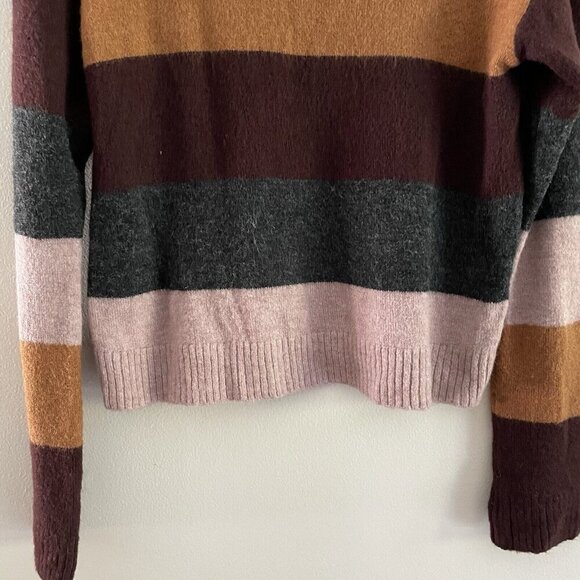 Express Women Sz M Multicolor Striped Mock Neck Long Sleeve Pullover Sweater - Picture 2 of 8